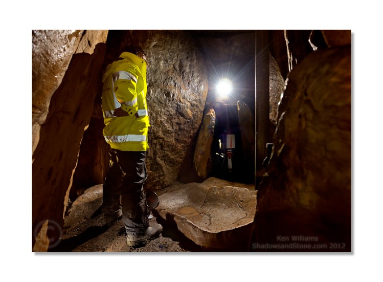 Scanning the large northern chamber of Dowth.